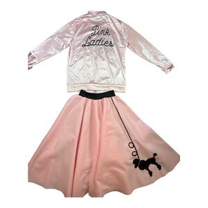 Pink Poodle Skirt Costume Vintage Style Elastic Waist Sock Hop 50sq Small